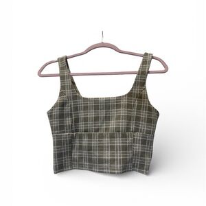 Altar'd State Gray and White Plaid Crop Top